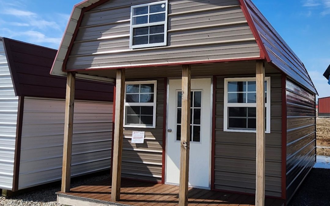 12×20 Porchbarn – Buckskin & Rustic Red (#B297)