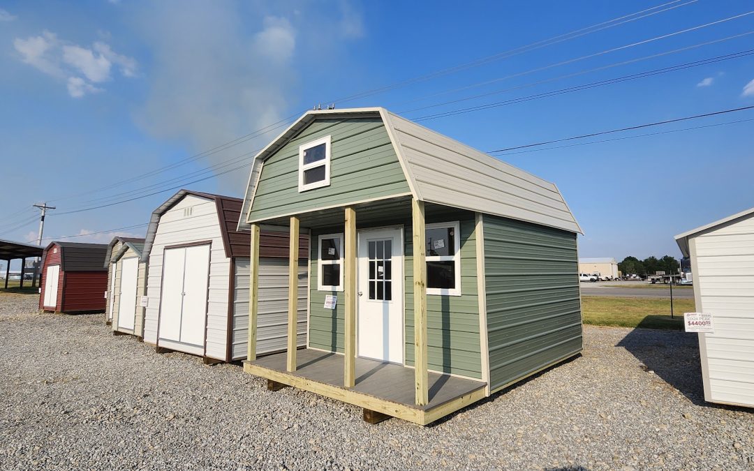 12×16 Porchbarn – Colony Green and Light Stone (#2884)