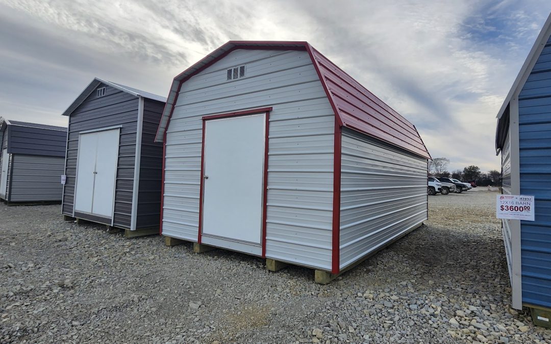 12×20 Barn – White and Crimson Red (#2909)