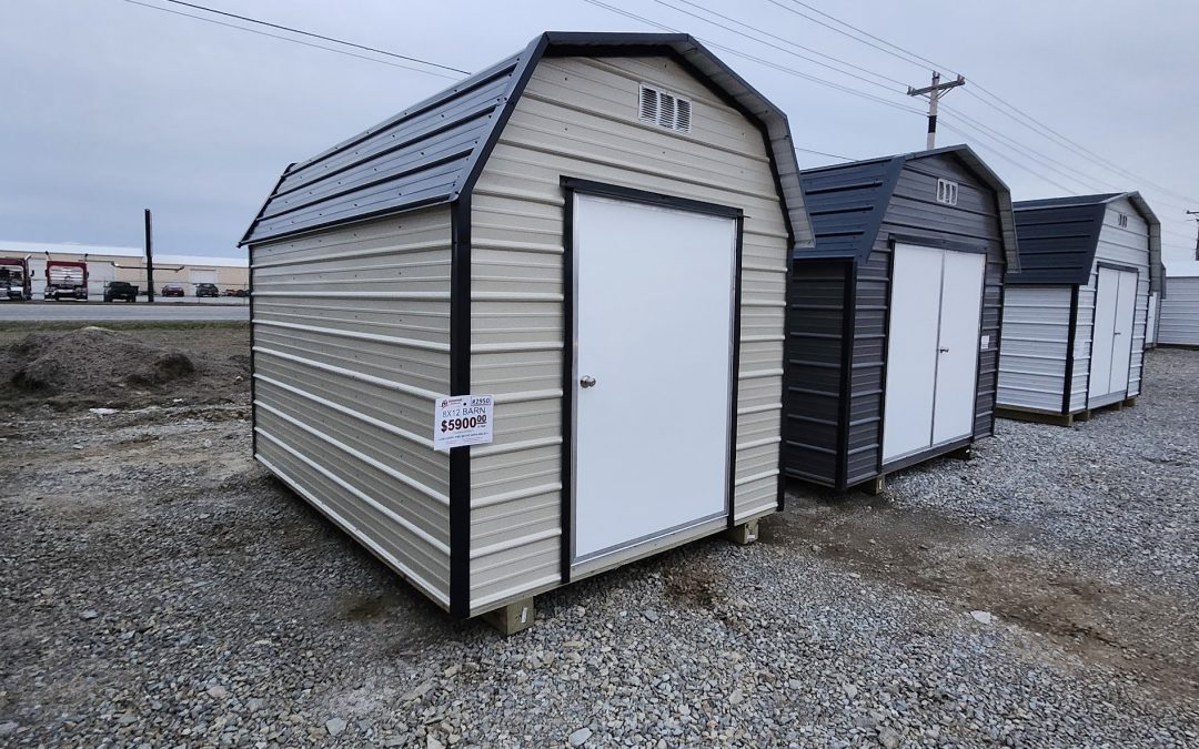 8×12 Barn – Light Stone and Matte Black (#B355)