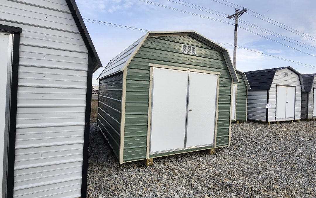 10×12 Barn – Colony Green and Light Stone (#2957)