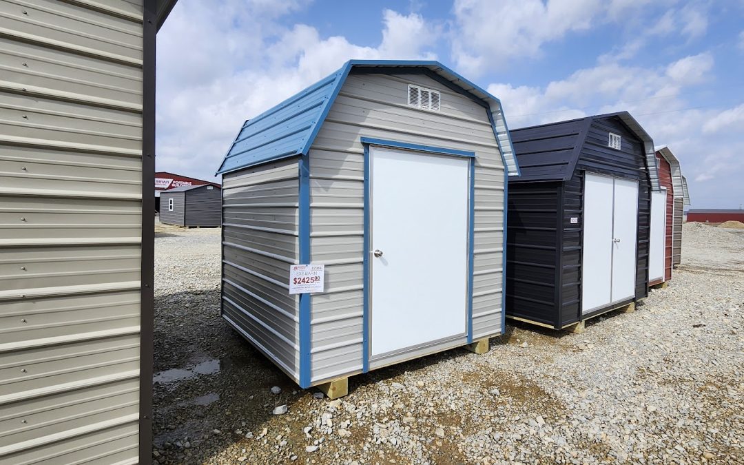 8×8 Barn – Ash Gray and Hawaiian Blue (#2984)