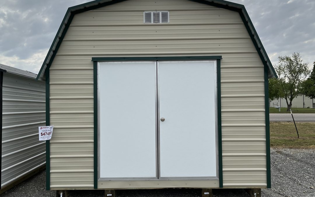 12×20 Barn – Light Stone and Ivy Green (#3009)