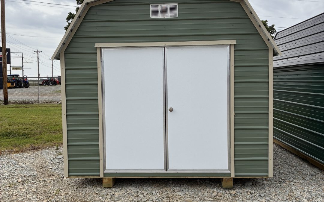 10×12 Barn – Colony Green and Light Stone (#3026)