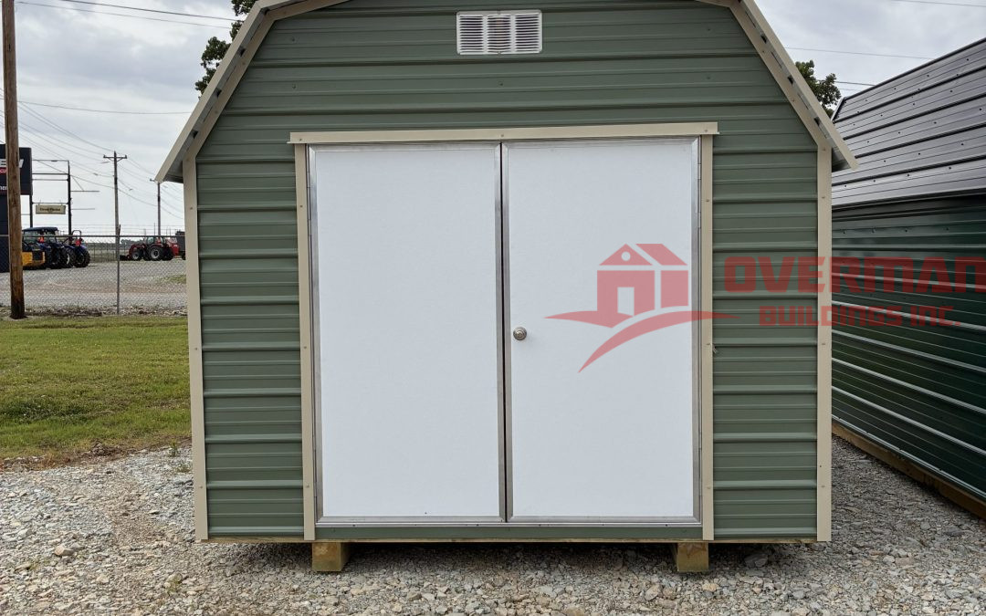 10×12 Barn – Colony Green and Light Stone (#3026)