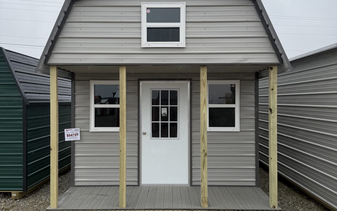 12×30 Porch Barn – Ash Gray and Charcoal (#3019)