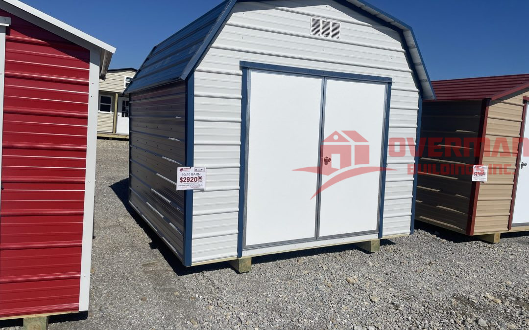 10×10 Barn – White and Gallery Blue (#3021)
