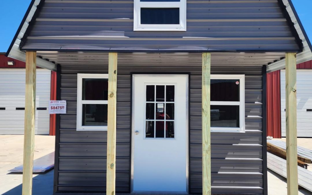 12×30 Porch Barn – Charcoal and Matte Black (#3036)