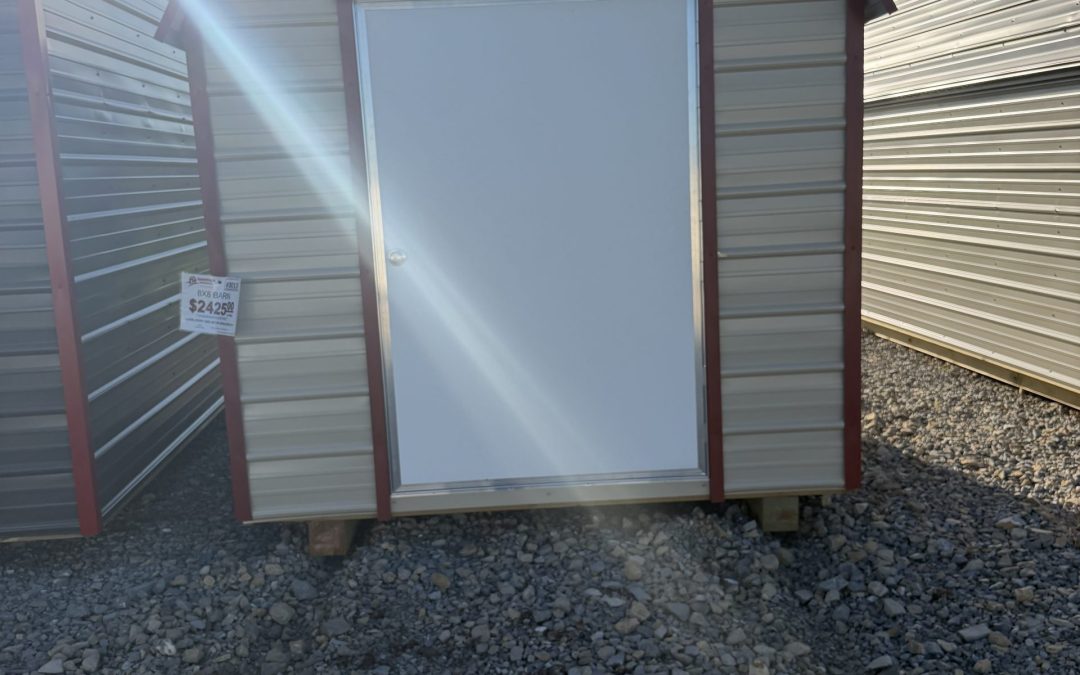 8×8 Barn – Light Stone and Rustic Red (#3013)
